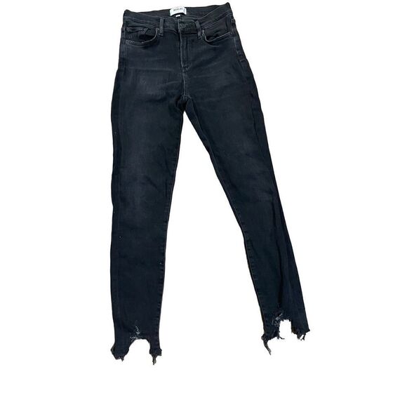 AGOLDE Sophie Shout Distressed Chewed Hem Black mid rise Skinny Jeans - Picture 6 of 14